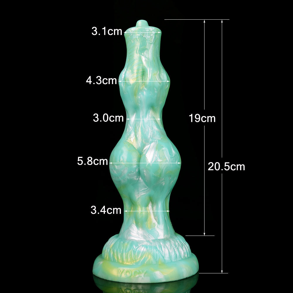 Gode Chien Fantasy Vert à Double Nœud en Silicone 20,5 cm