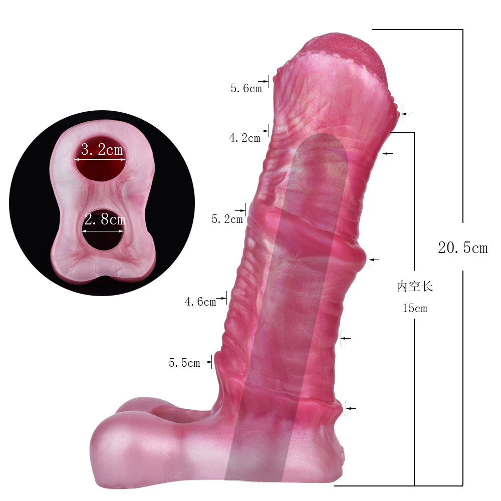 Gaine à Pénis Fantasy Texturée 20 cm En Silicone Souple