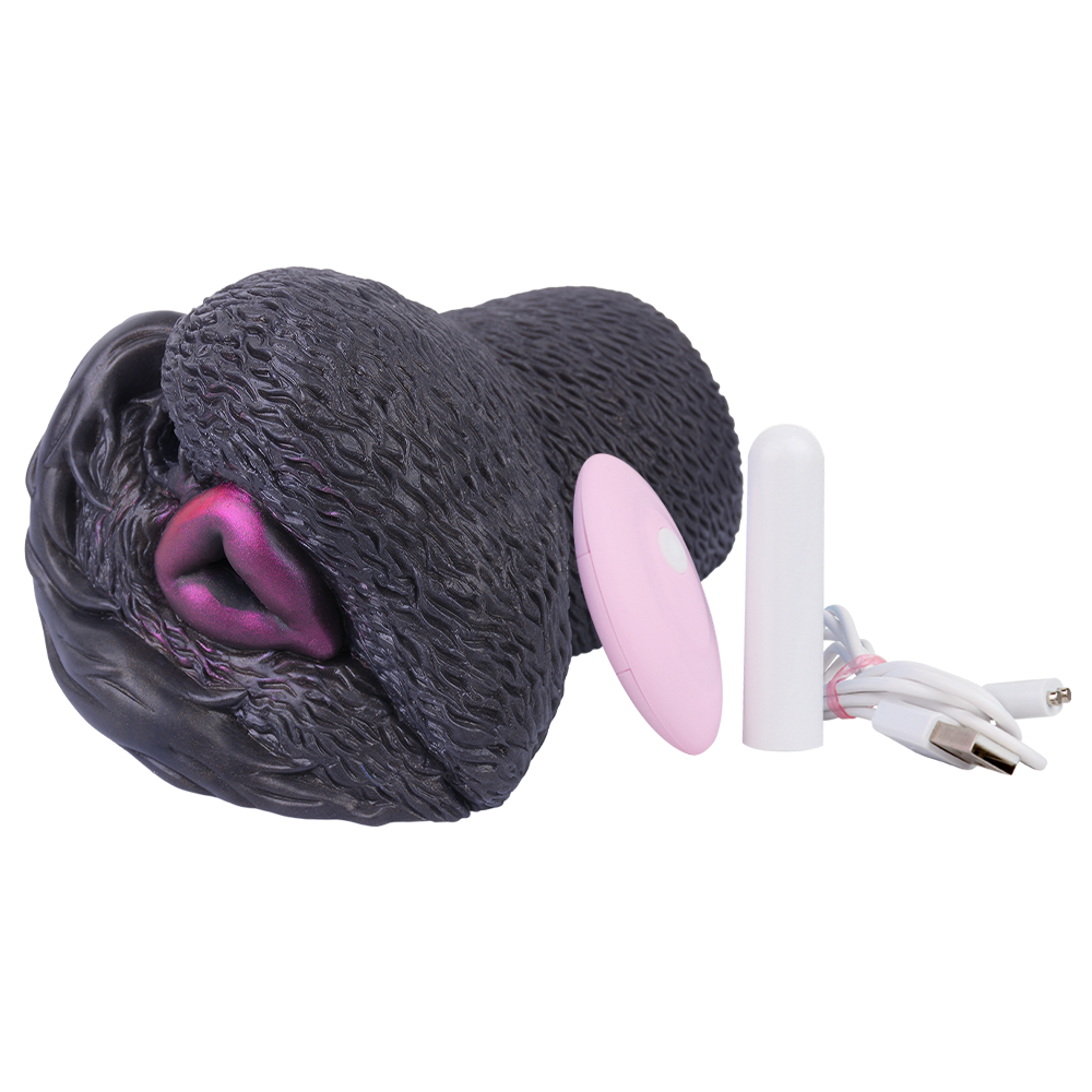 Masturbateur Homme Animalier Chien Noir Vibrant 15,5 cm