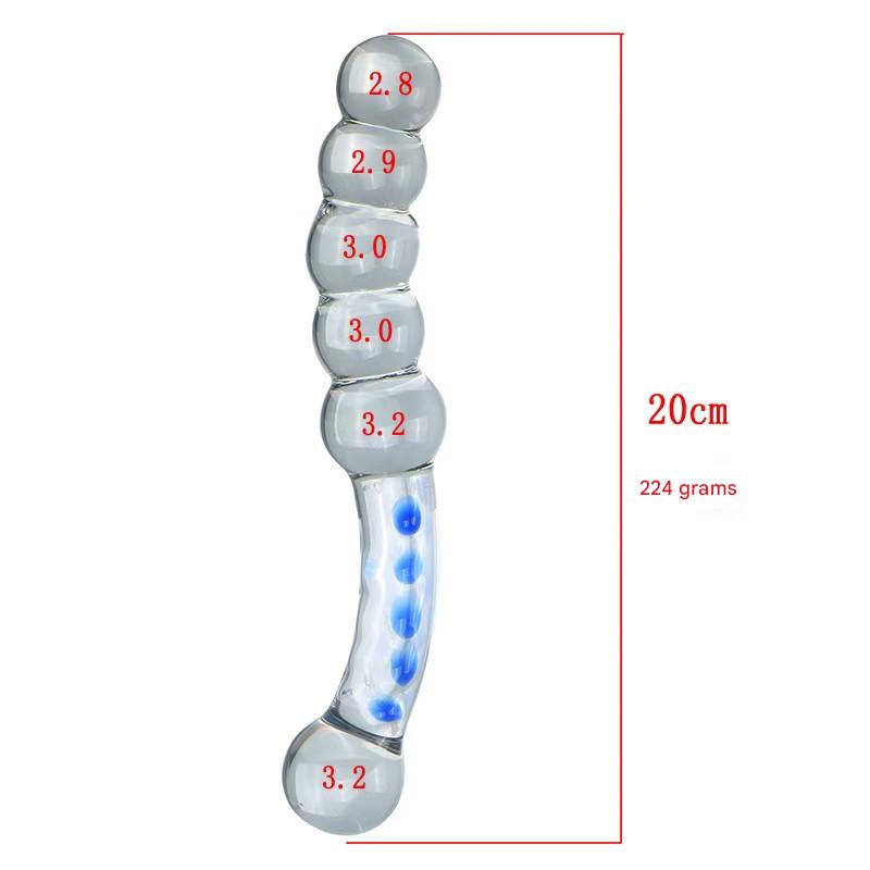 23 Cm Gode En Verre À Perles Stimulateur Point G Rose