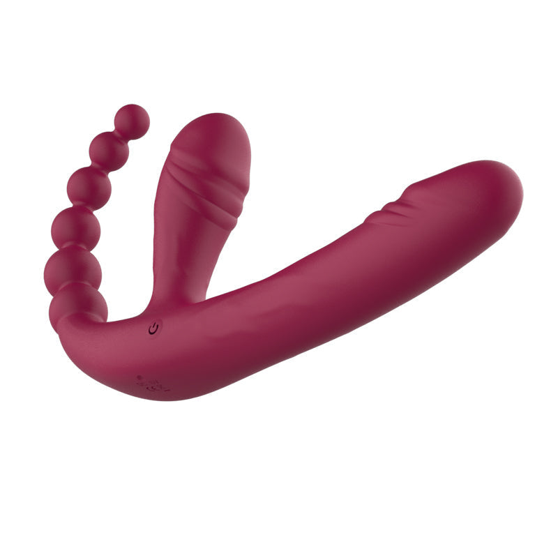 Triple Pénétrateur Vibrant Gode Sans Ceinture