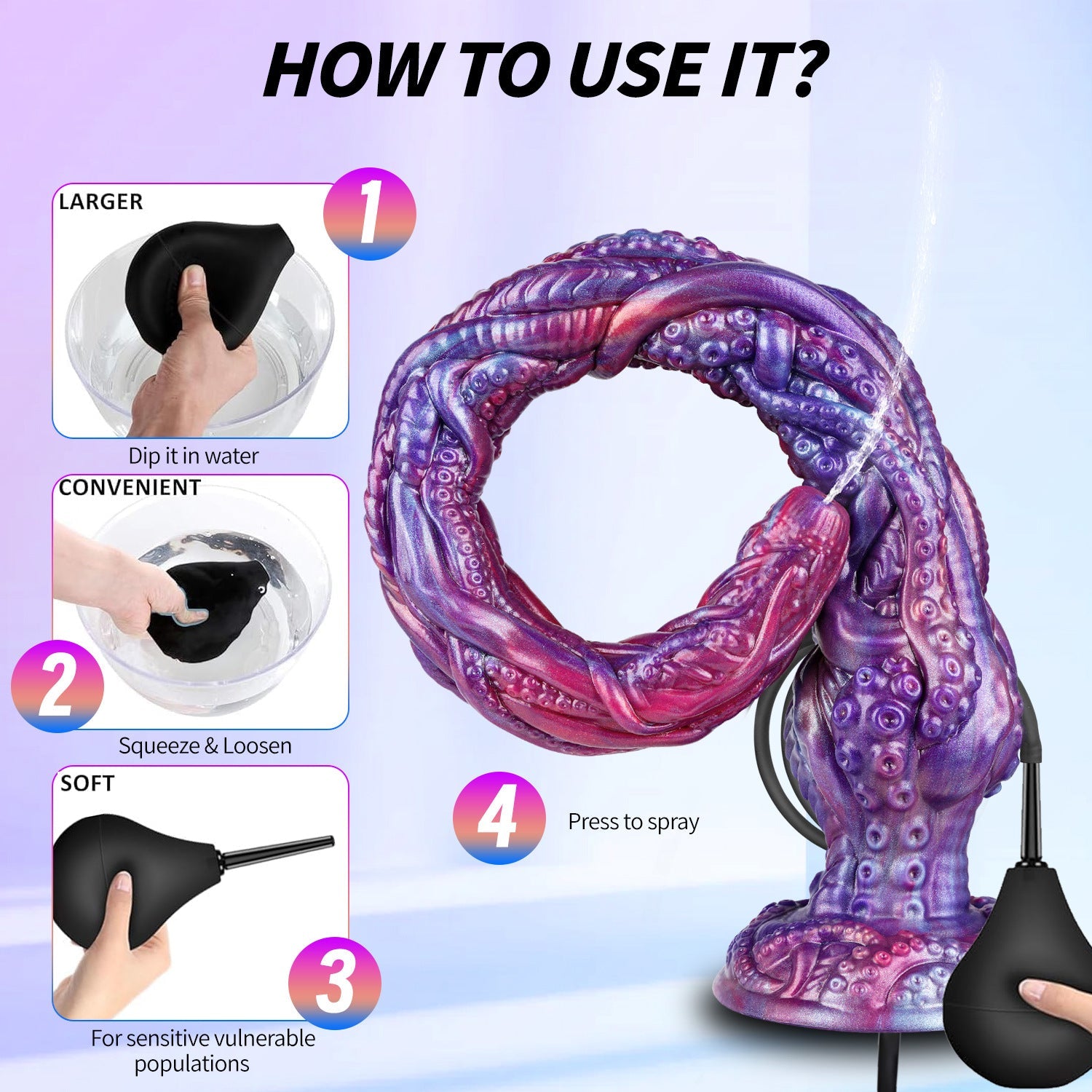 Gode Tentacule Fantasy Violet XXL Éjaculateur 50,5 cm