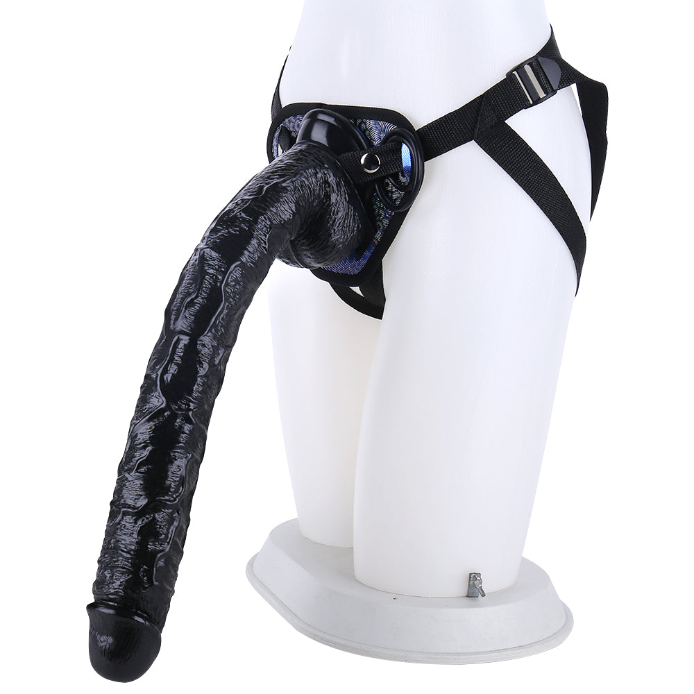 Gode Ceinture XXL Noir 43 cm avec Harnais