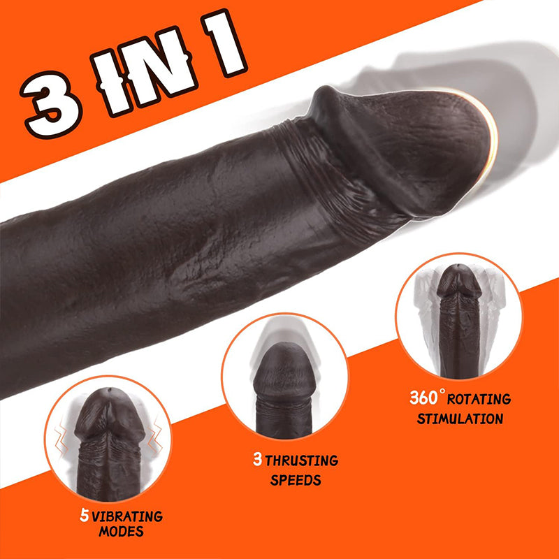 20 CM Noir Réaliste Chauffant Gode Va Et Vient