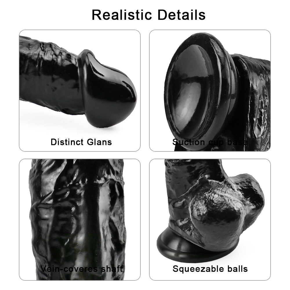 Gode Réaliste Noir Big avec Ventouse 23 cm