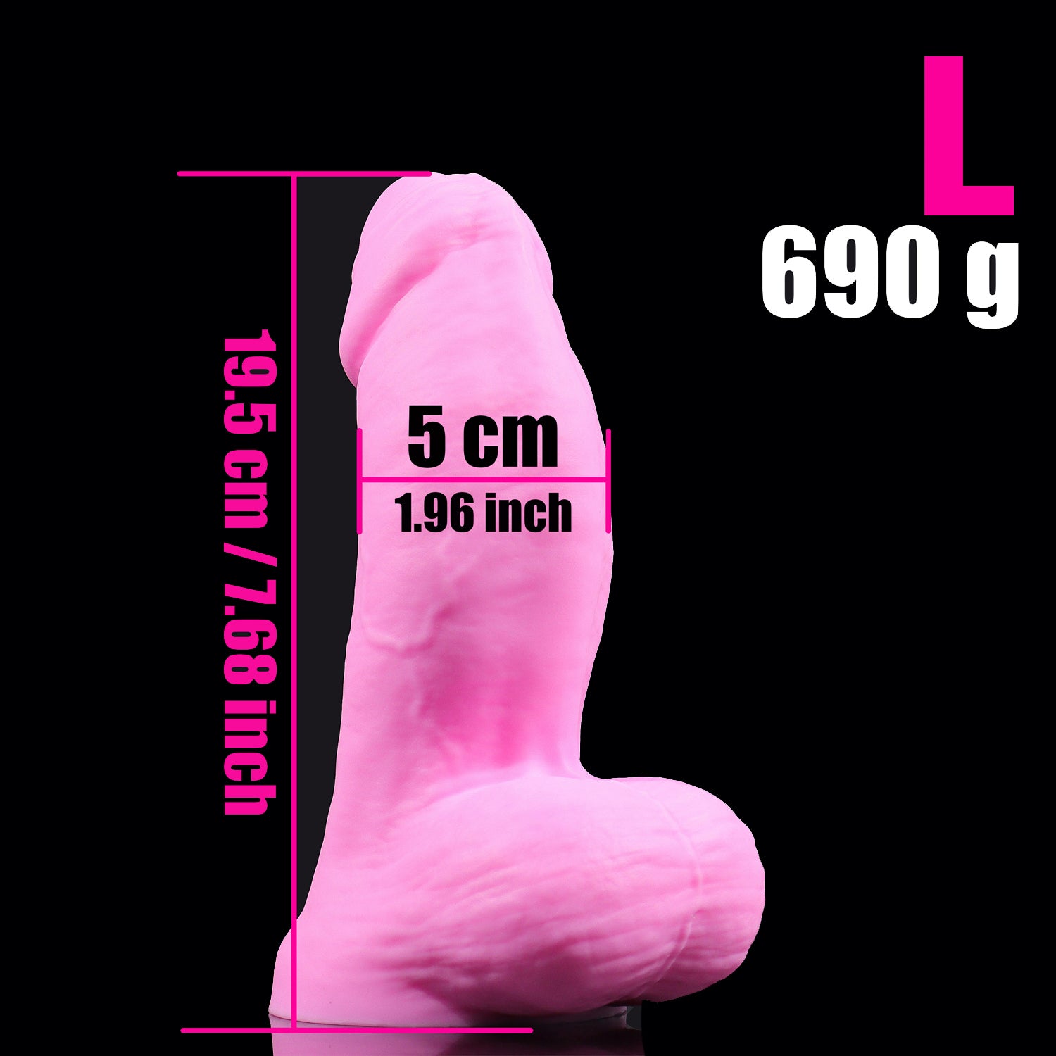 Gros gode Rose En Silicne Avec Prépuce