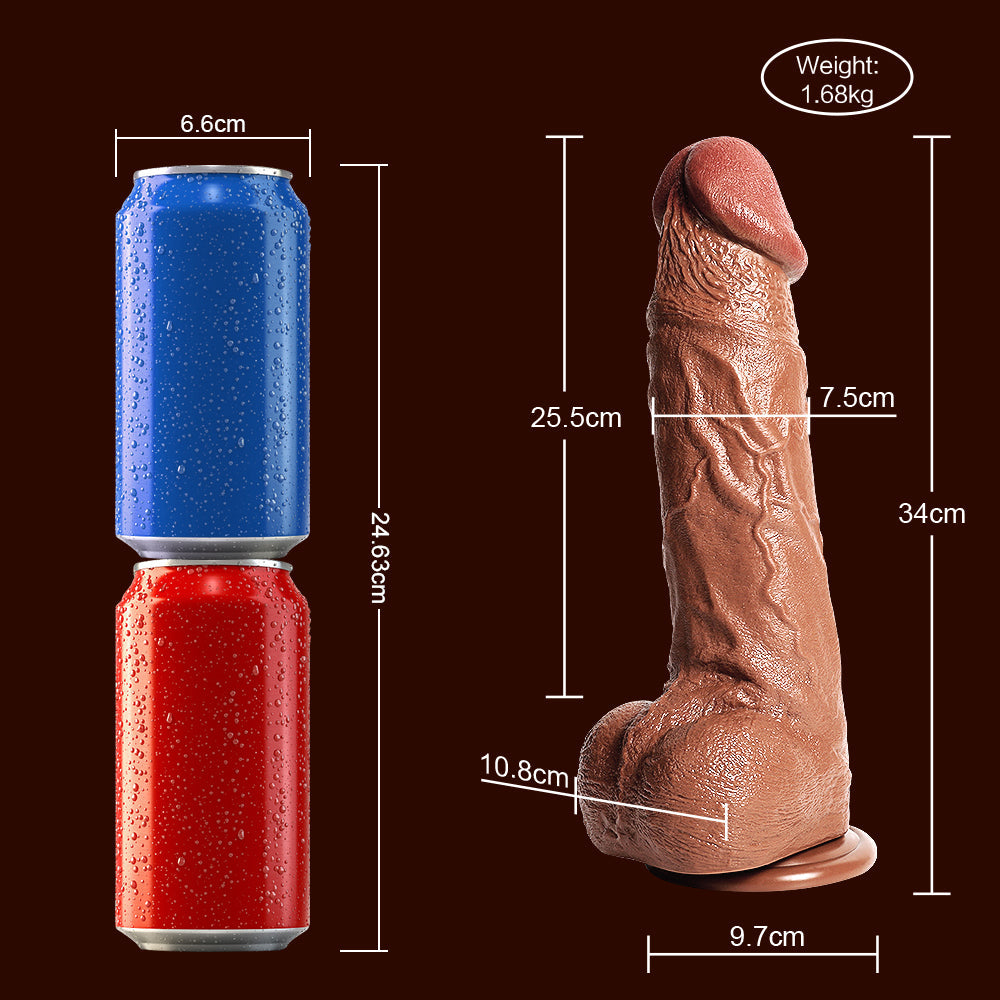 Gode Geant Réaliste Marron Épais 34 cm