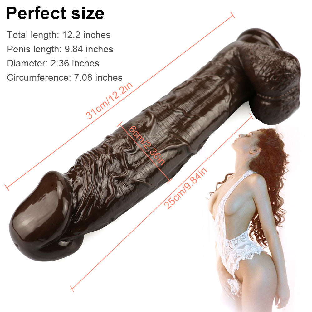 Gode Réaliste Marron Long avec Ventouse 31 cm