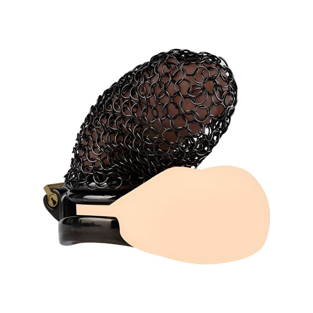 Cage de Chasteté Metal Homme Noir en Maille BDSM