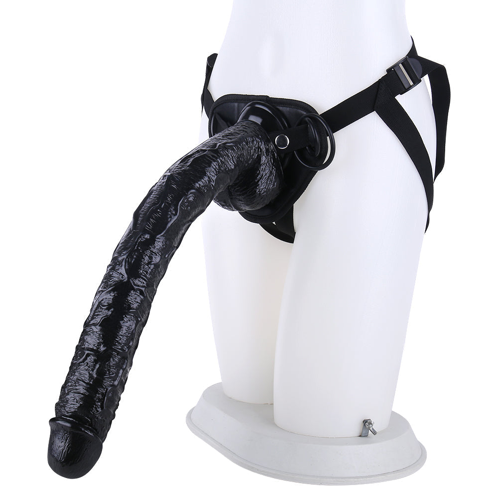 Gode Ceinture XXL Noir 43 cm avec Harnais