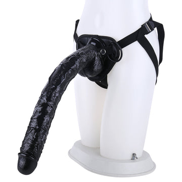 Gode Ceinture XXL Noir 43 cm avec Harnais