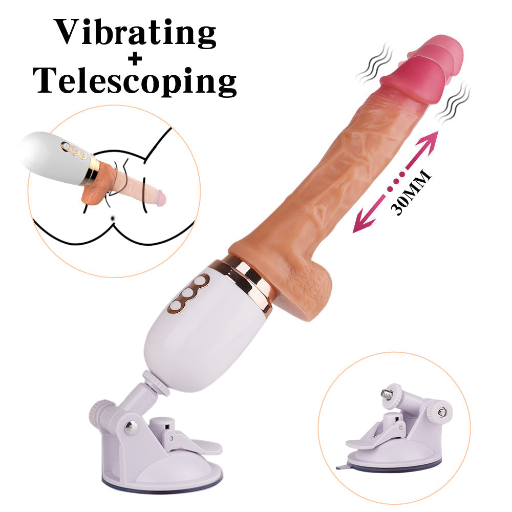 Gode Va-et-Vient Réaliste Vibrant avec Ventouse – Mini Sex Machine