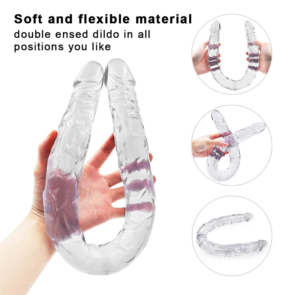Double Gode Jelly Souple Transparent pour Couple 55 cm