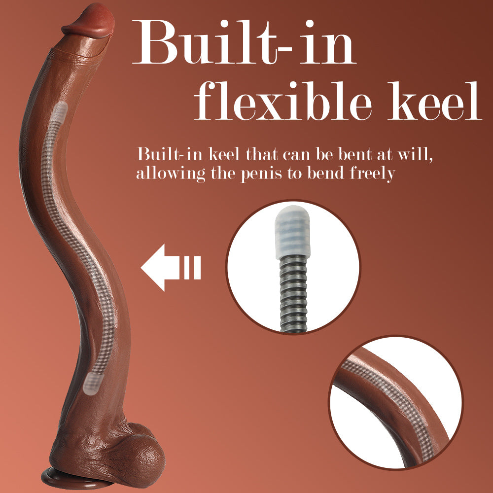Gode Extra Long Marron avec Ventouse 57,5 cm