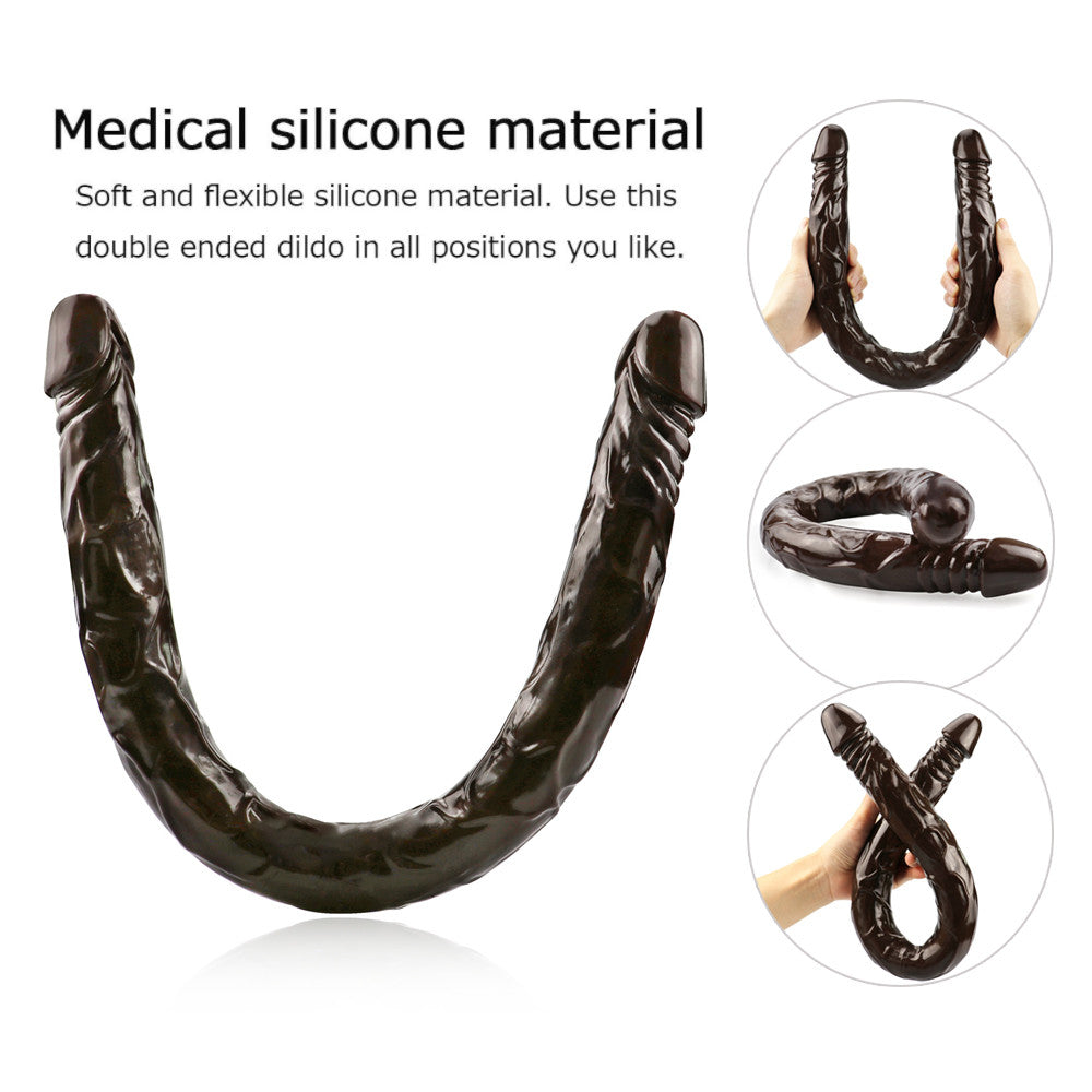 Double Gode Souple Marron Extra Long 55 cm