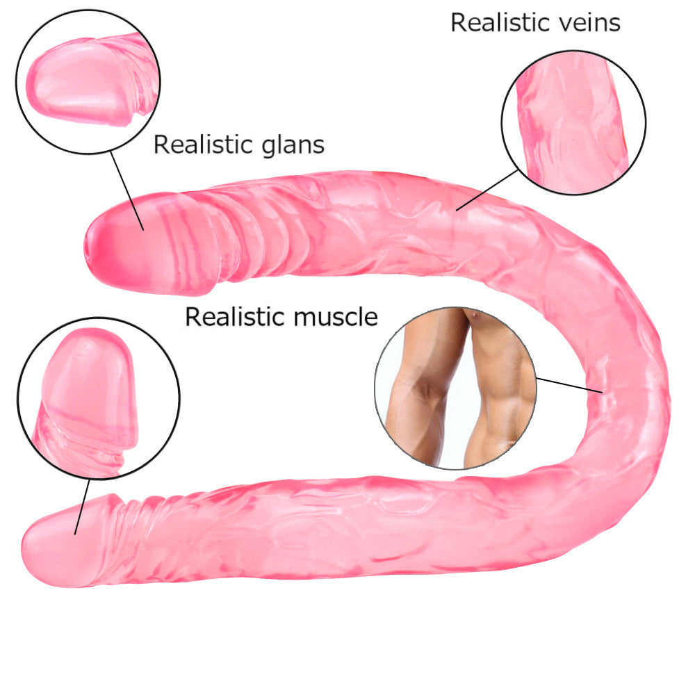 55 cm Réaliste XXL Rose Jelly Gode Double