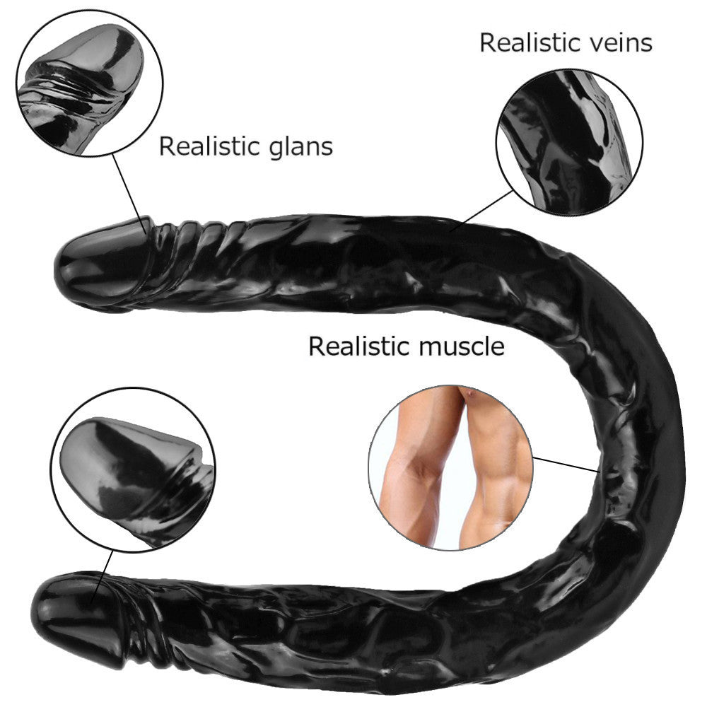 55 CM Long Noir Double Gode Lesbienne