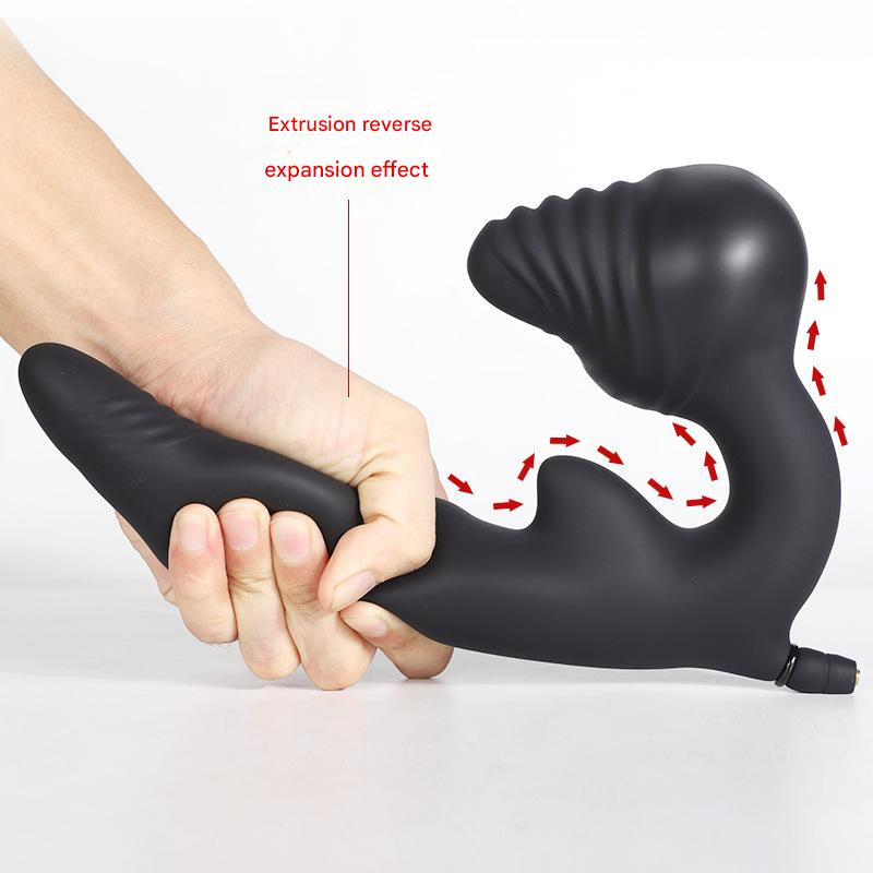 Gode Double Pénétration avec Plug Anal Gonflable