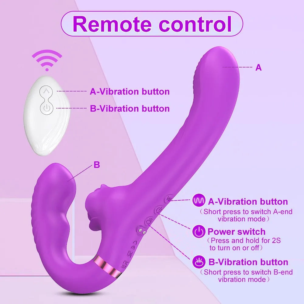 Gode Ceinture Sans Harnais Vibrant Double Stimulation Couple