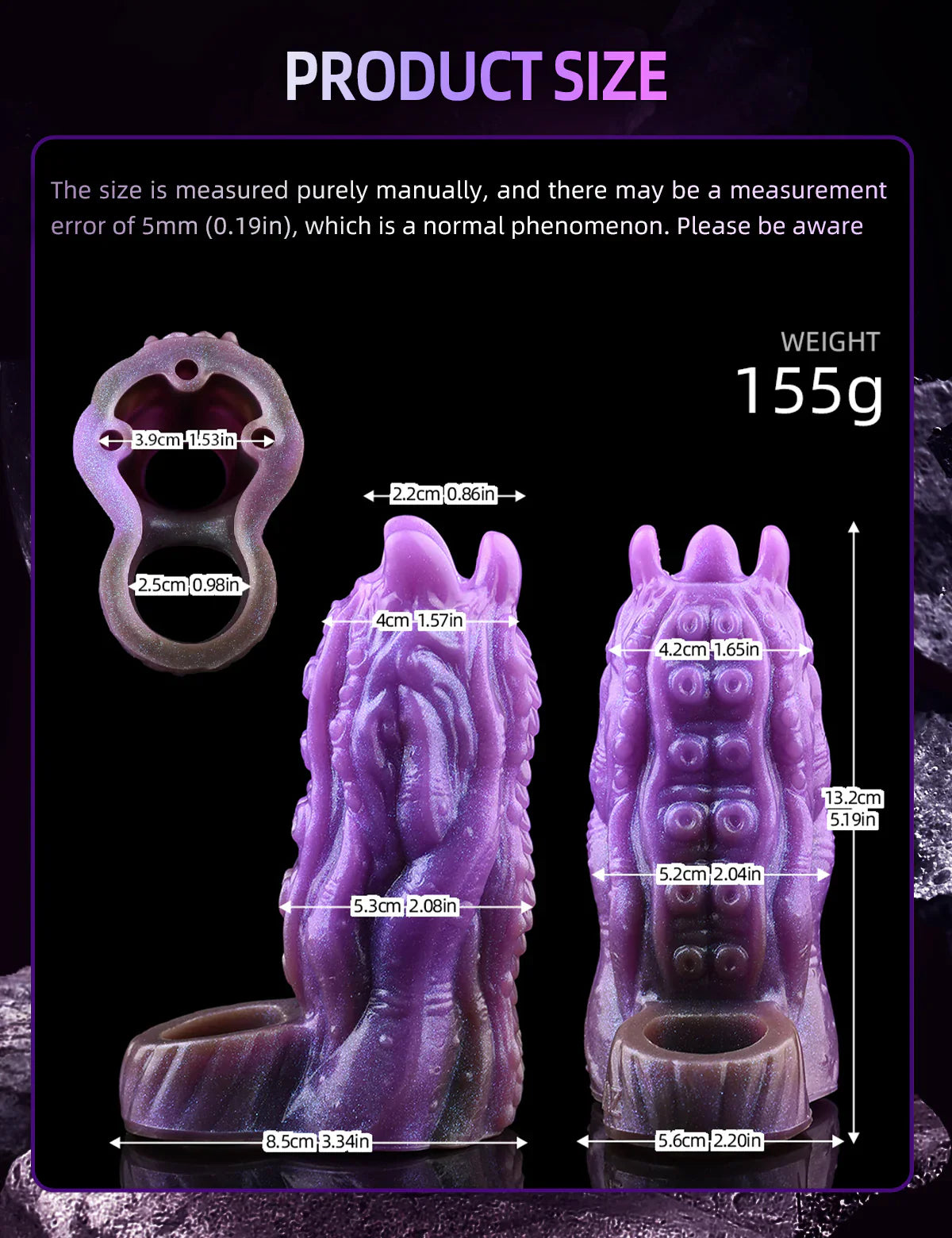 14.4 CM Violet Filetage Monstre Gaine à Pénis