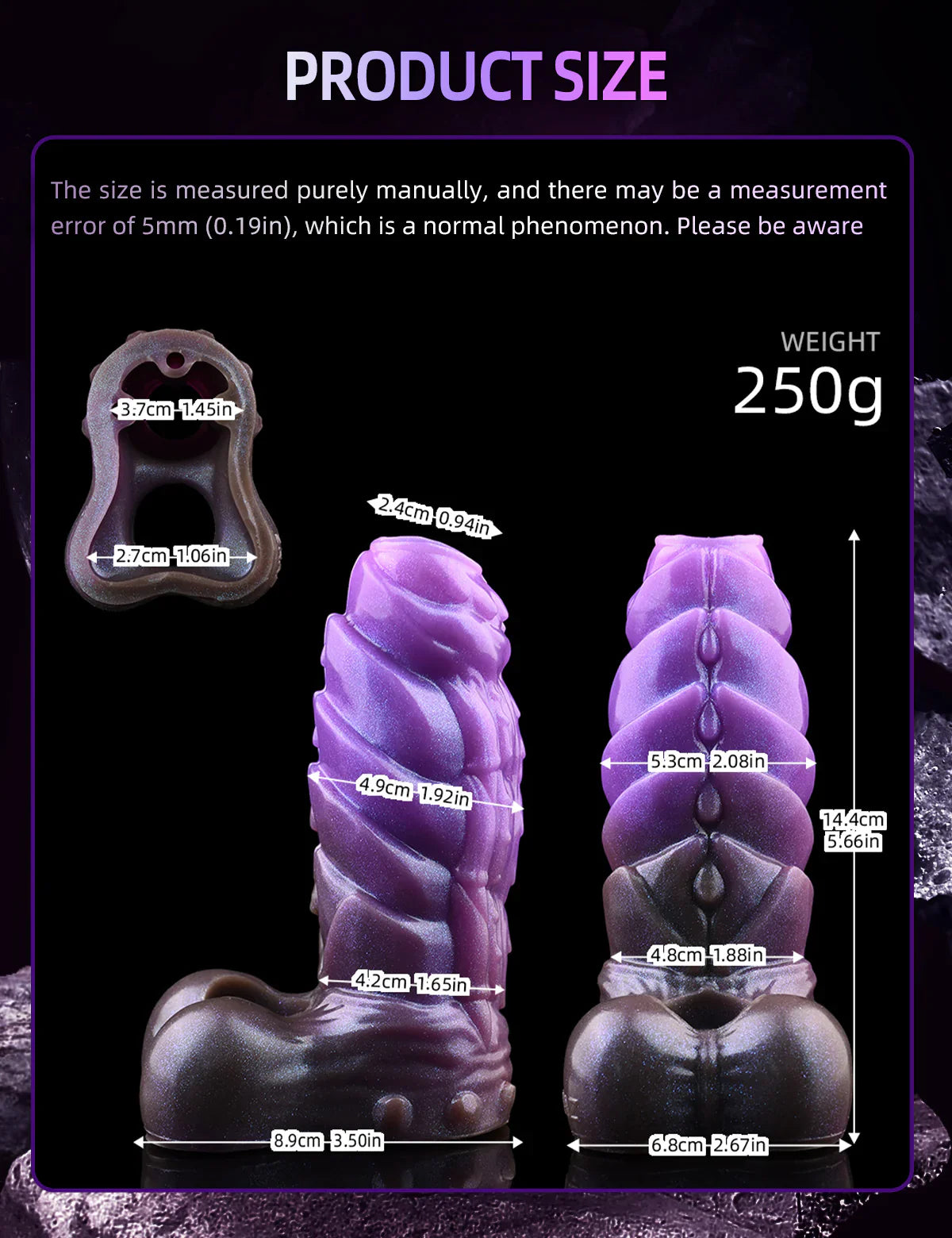 14.4 CM Violet Filetage Monstre Gaine à Pénis