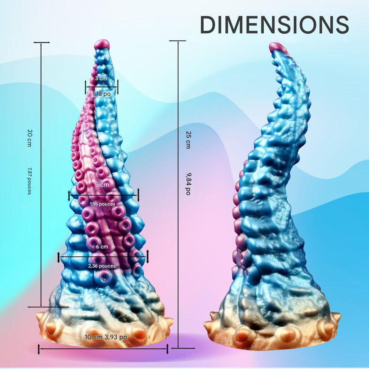 25 cm Distorsion Silicone Gode Tentacule Monster