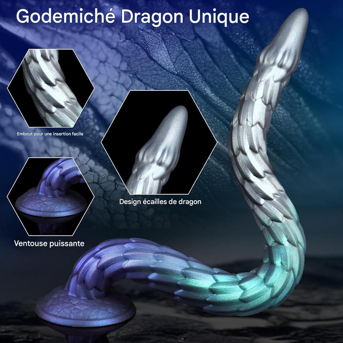 50,8 cm Long Dragon Écailles Fantaisie Gode Tentacule XXL