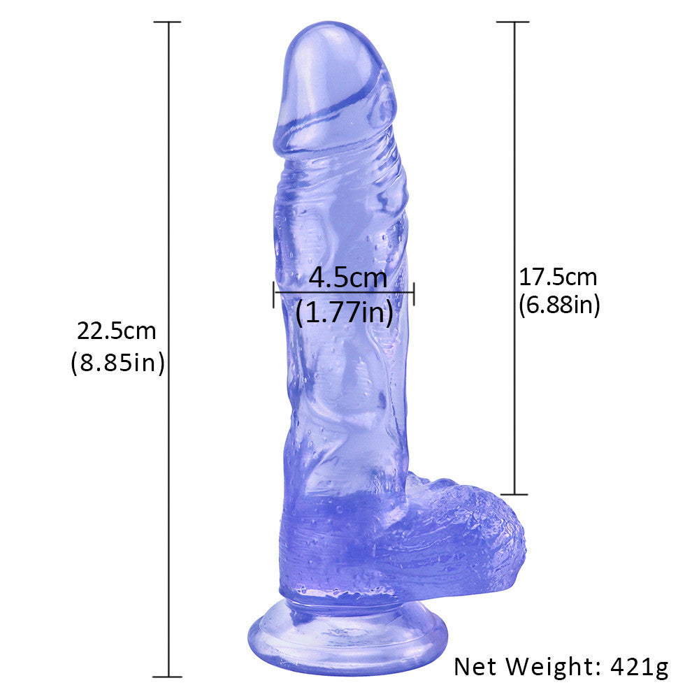 Gode Réaliste Bleu En Jelly Avec Ventouse 20,3 cm