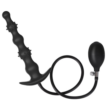 Plug Anal Gonflable Noir à Billes et Picots