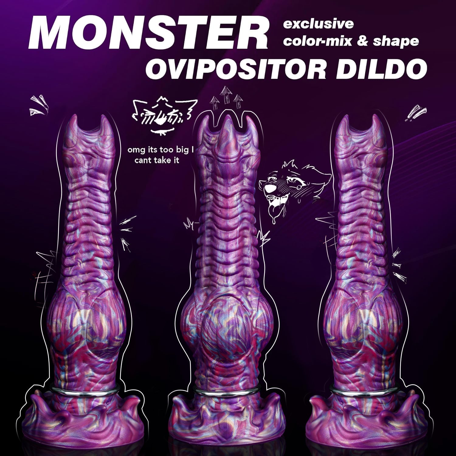 25CM Violet Monstrueux Oeuf Noeud Gode Alien