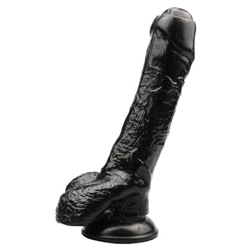 Gode Noir Réaliste Épais avec Prépuce 21 cm