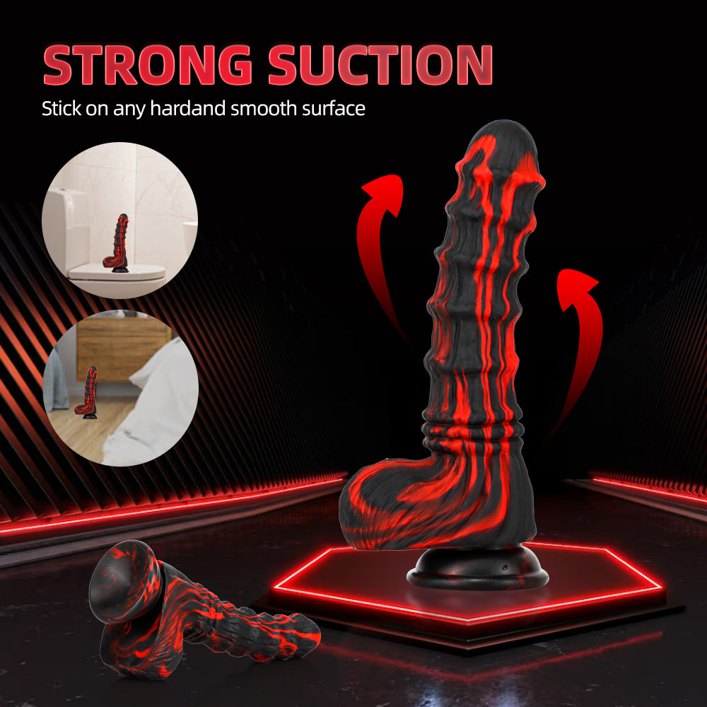 Silicone Noir Nervuré Gode Monstrueux