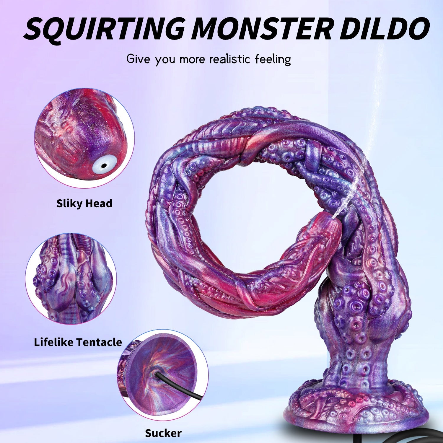 Gode Tentacule Fantasy Violet XXL Éjaculateur 50,5 cm