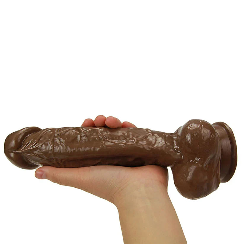 24.5CM Marron Réaliste Courbé Gode Ventouse