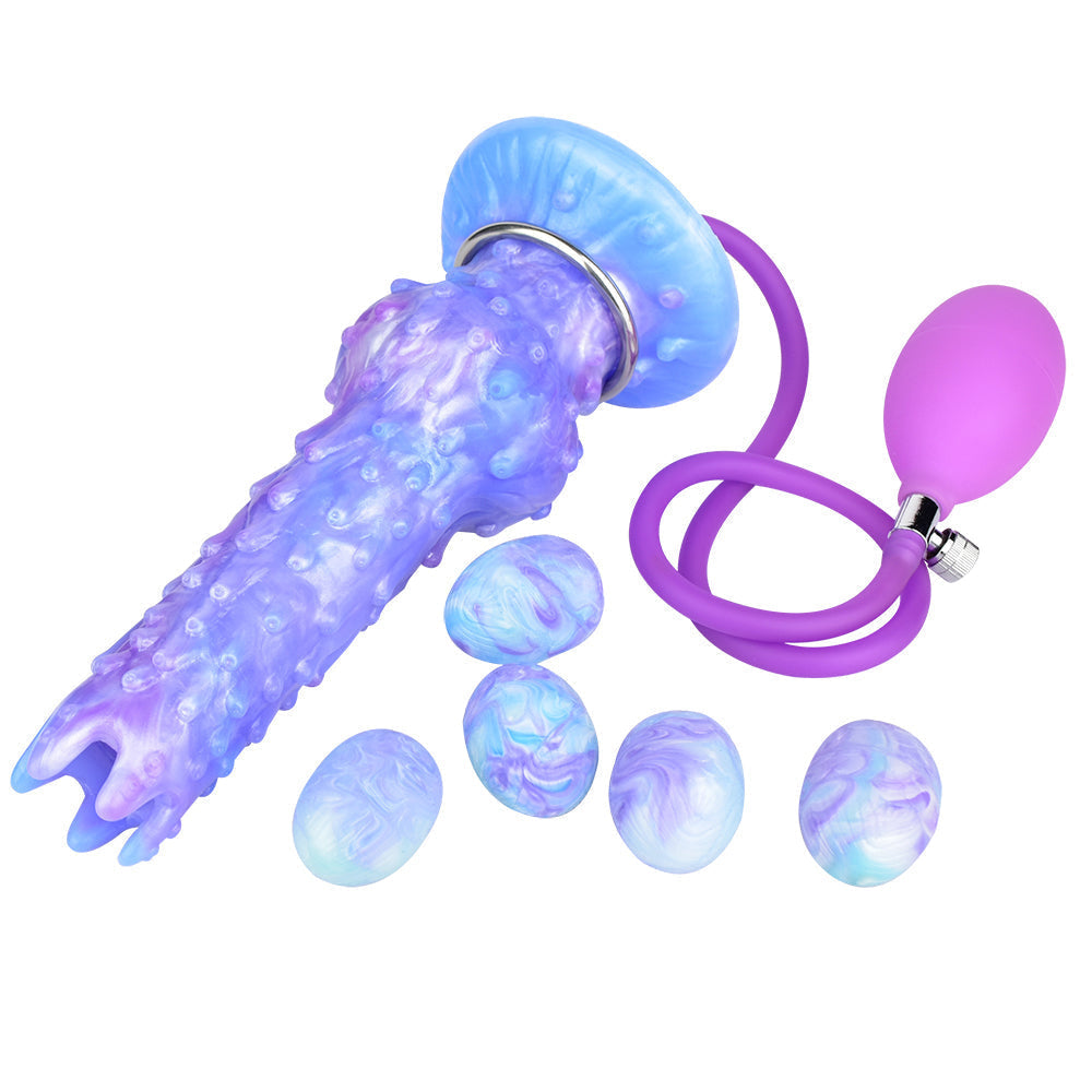 Gode Ovipositor Alien Bleu Texture avec Nœud