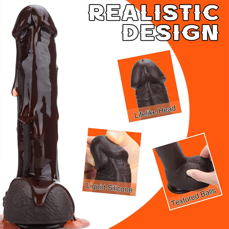 20 CM Noir Réaliste Chauffant Gode Va Et Vient