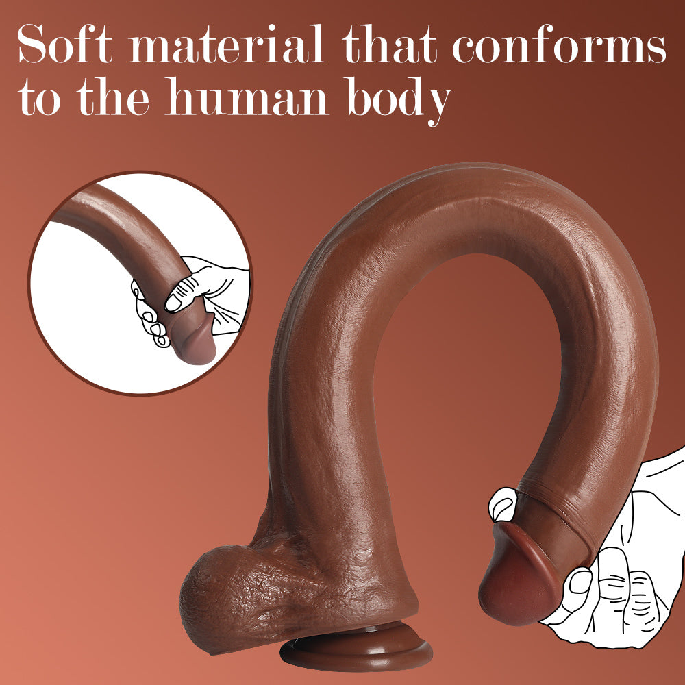 Gode Extra Long Marron avec Ventouse 57,5 cm