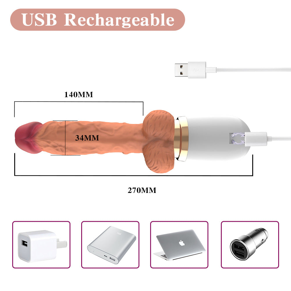 Gode Va-et-Vient Réaliste Vibrant avec Ventouse – Mini Sex Machine