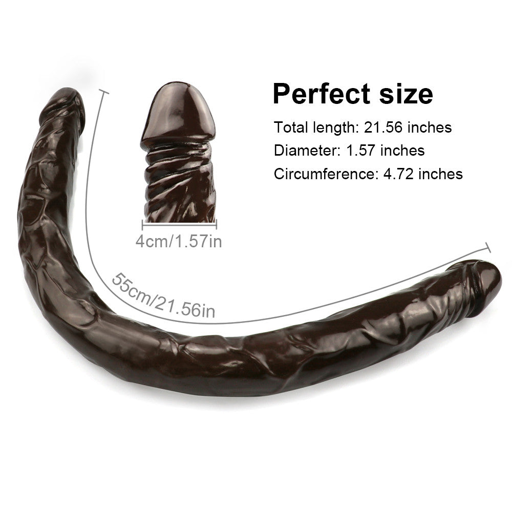 Double Gode Souple Marron Extra Long 55 cm