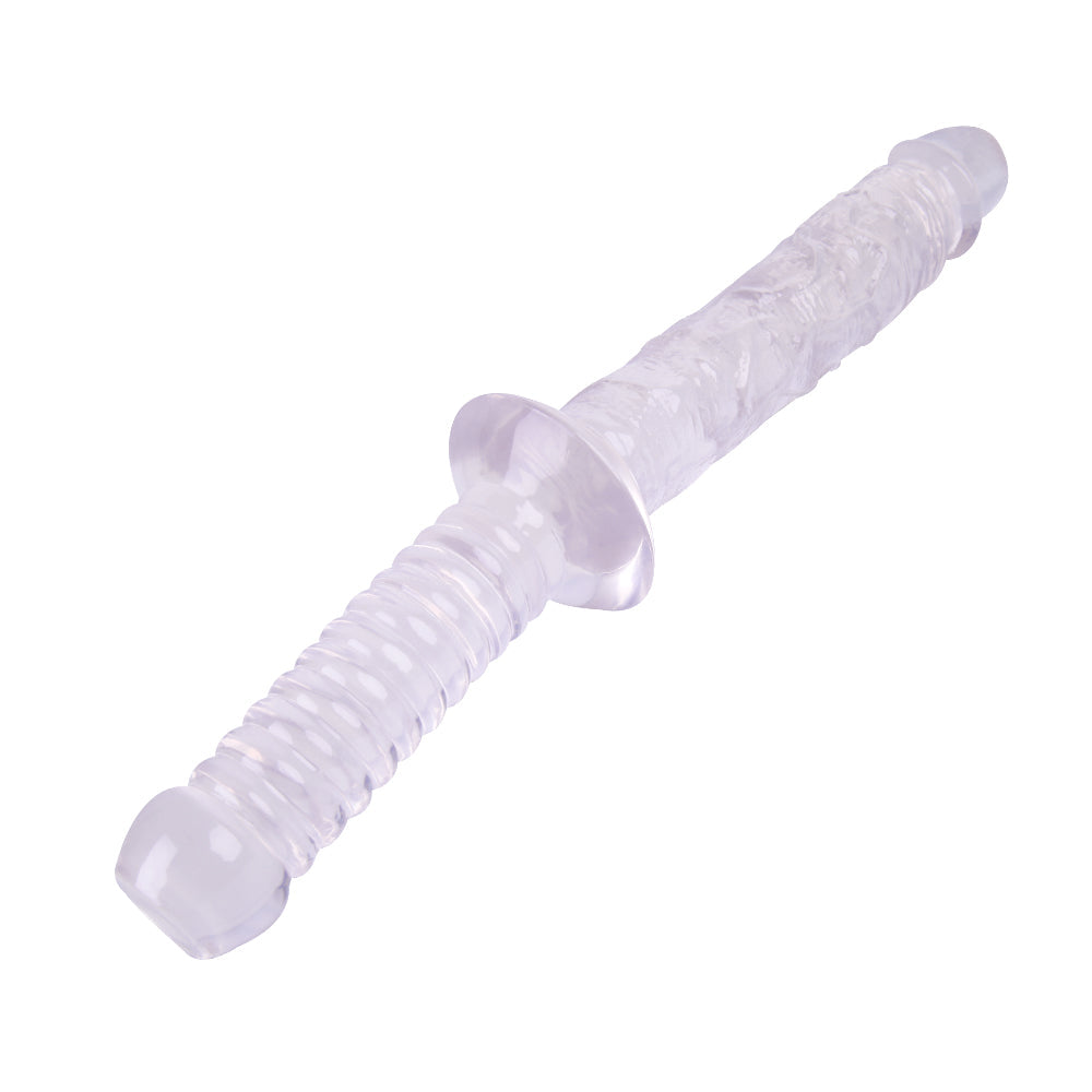 Gode Jelly Mou Transparent avec Poignée 32 cm