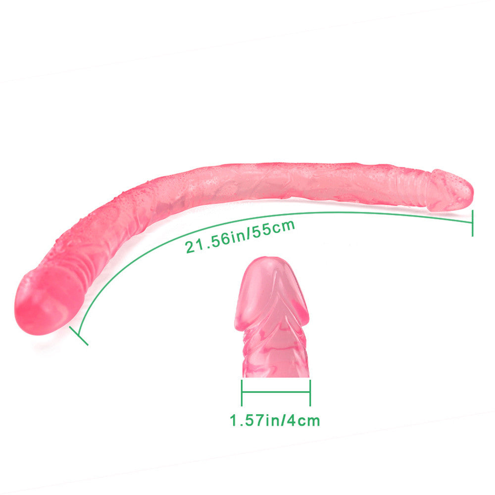 55 cm Réaliste XXL Rose Jelly Gode Double