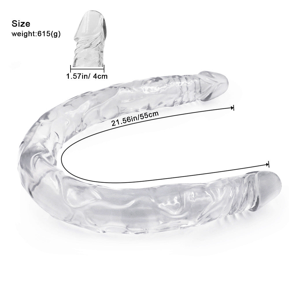Double Gode Jelly Souple Transparent pour Couple 55 cm