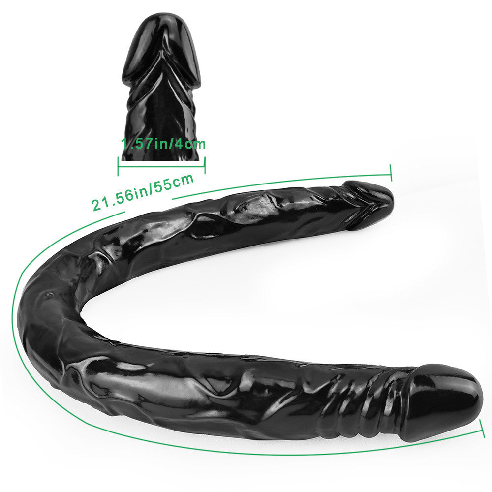 55 CM Long Noir Double Gode Lesbienne