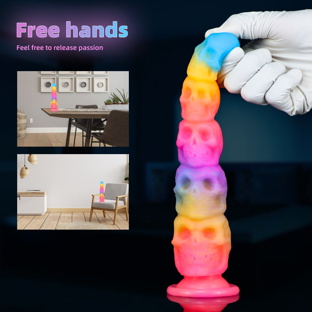 Gode Lumineux Crâne Multicolore Anal Fantaisie 30 cm