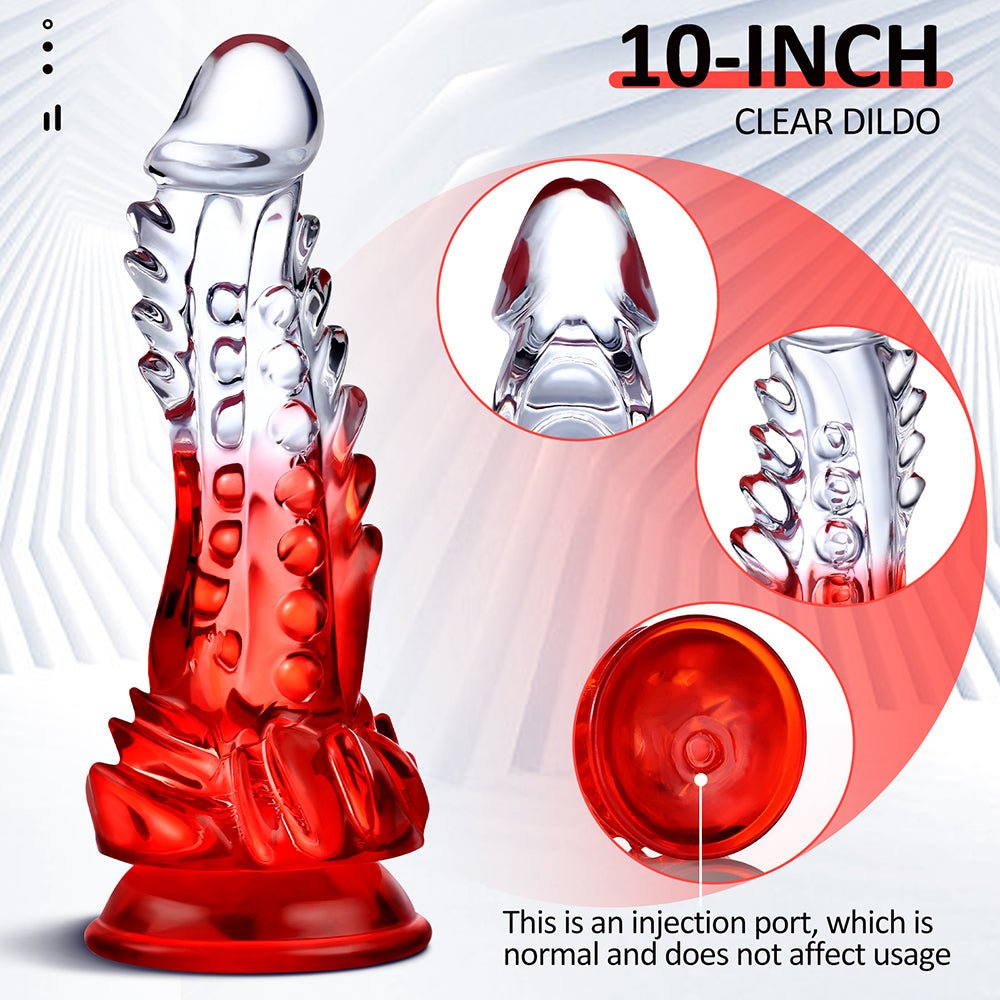 Gode Dragon en Verre Transparent Fantasy 23,8 cm avec Pointes