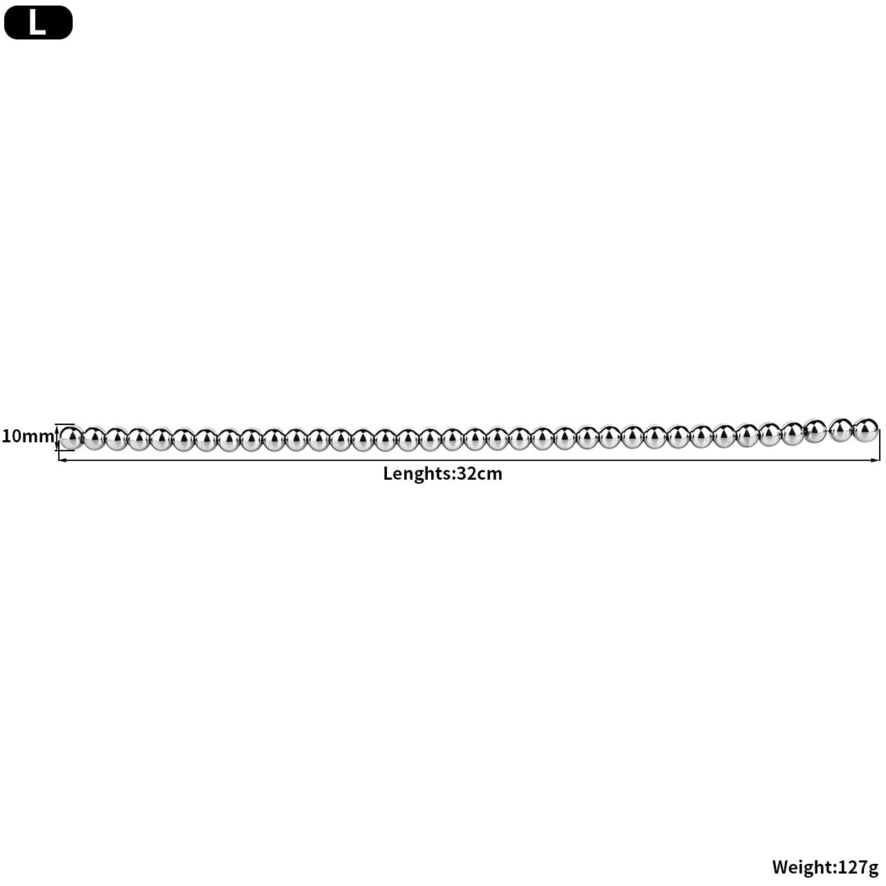 Plug Urétral Perlé en Acier Inoxydable 32 cm
