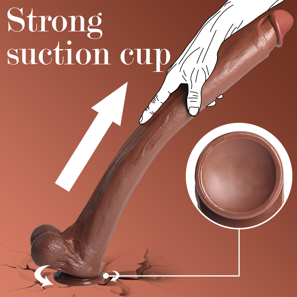 Gode Extra Long Marron avec Ventouse 57,5 cm