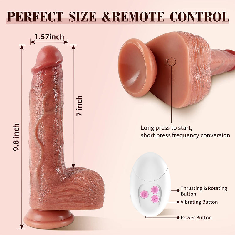 24.8 CM 3-en-1 Va-et-Vient Rotatif Télécommandé Gode Vibrant