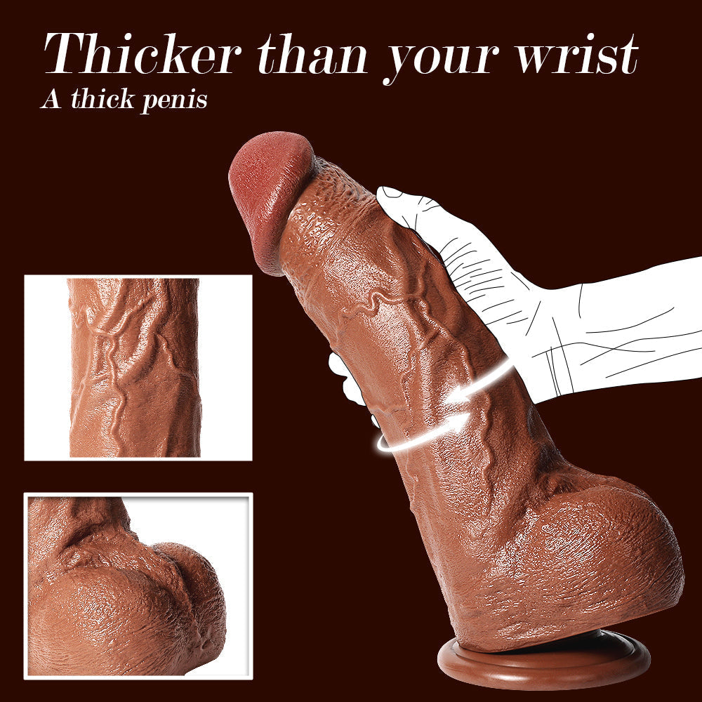 Gode Geant Réaliste Marron Épais 34 cm