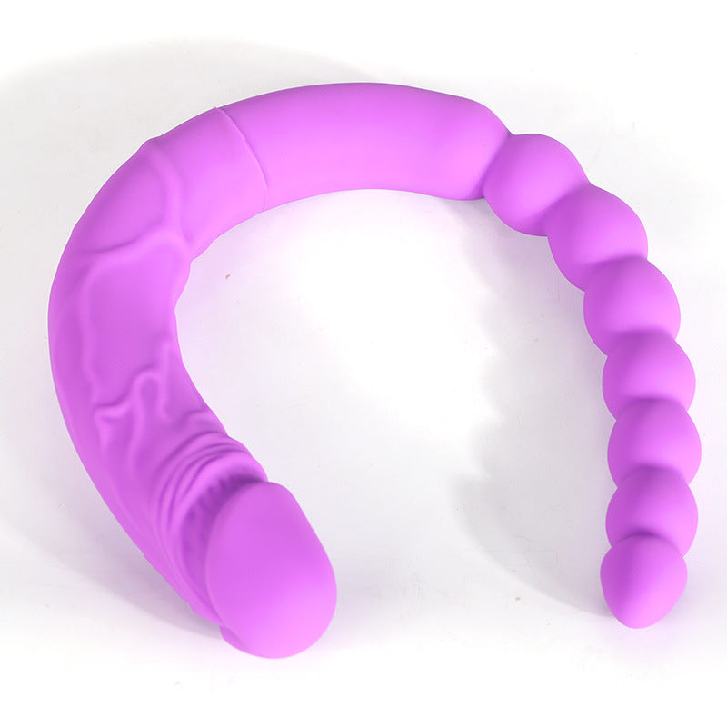 Double Gode Violet Silicone avec Anal Boules